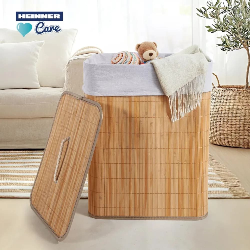 COS DE RUFE DREPTUNGHIULAR DIN BAMBUS, 40x30x60 CM, 70 L — miniatură