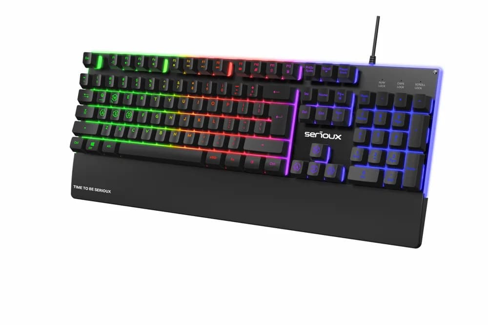 Tastatura gaming cu fir iluminata Serioux Nexor, interfata USB, numar de taste: 104, material ABS, anti-ghosting: 19 taste, lungime cablu 1.5m PVC, dimensiuni (LxAxH): 435.74 × 178.54 × 33.62 mm, negru — miniatură