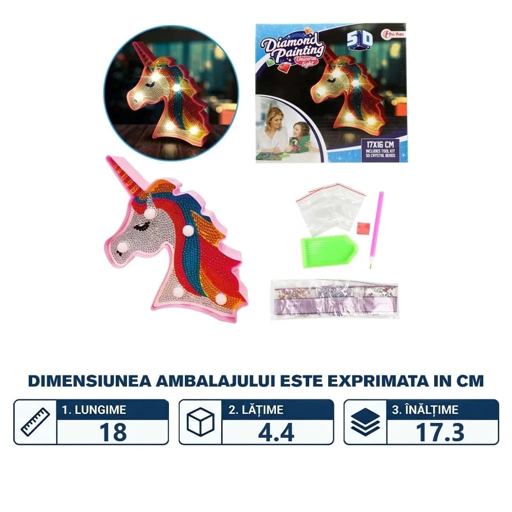 Set creatie cu diamante, lampa unicorn - Toi-Toys — miniatură
