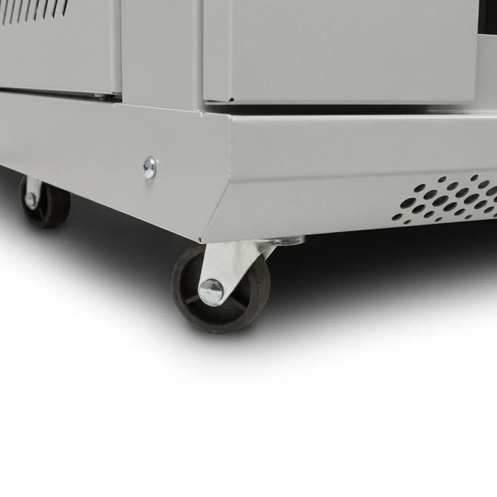 CABINET 19" SPACER 12U 500x450mm, fixare pe perete, Flatpack (dezasamblat), Grey, usa sticla cu blocare, panouri detasabile, otel 1mm, sarcina maxima 25Kg, contine un raft si roti, "SPCW-12U-450-GR-02" — miniatură