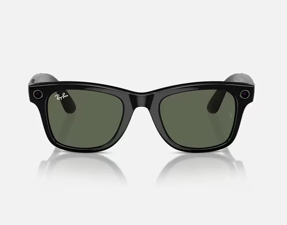 Ray-Ban Meta Wayfarer AI Glasses Shiny Black/G-15 Green