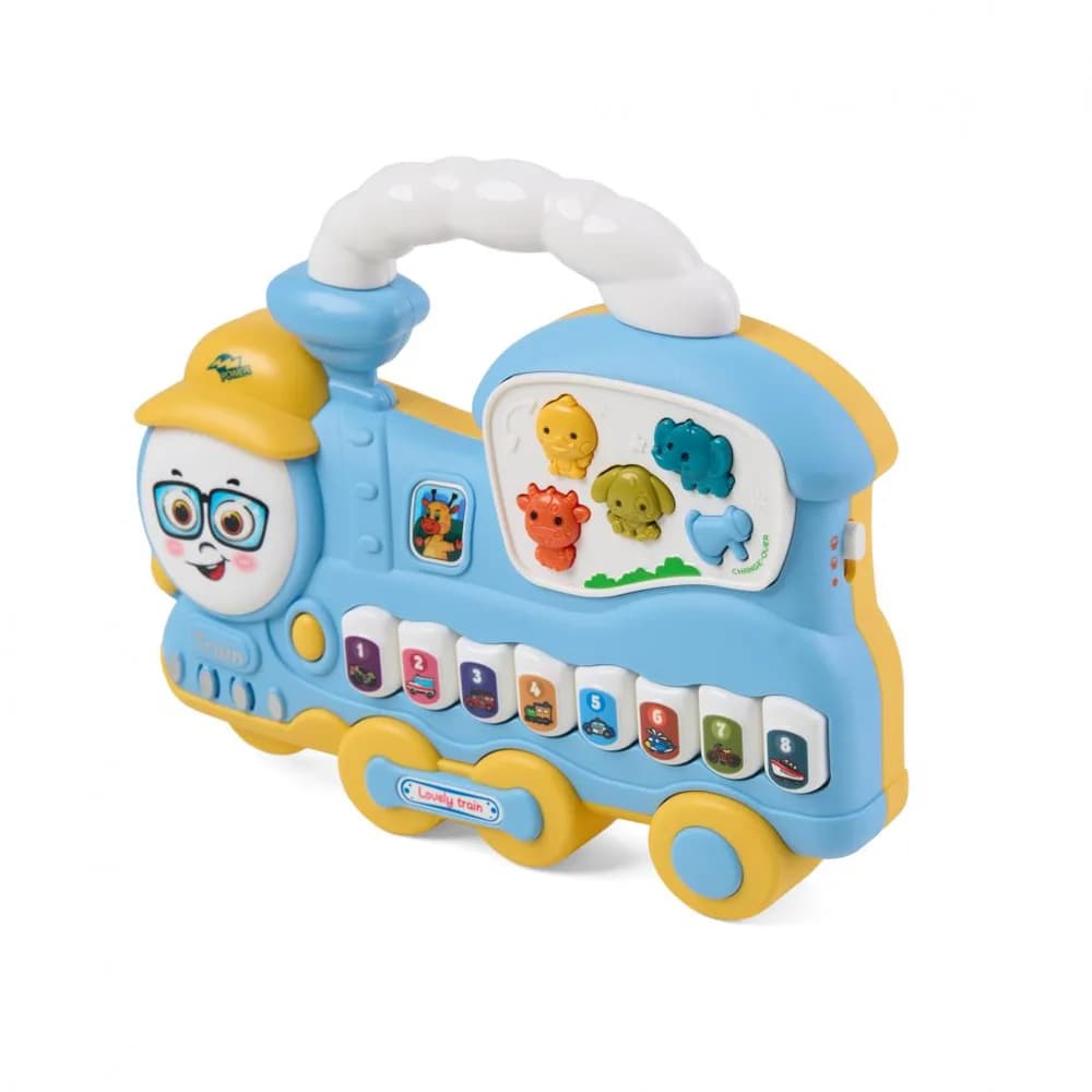 JUCARIE TRENULET CU LUMINI SI SUNETE, DIVERSE CULORI, MOMKI — miniatură
