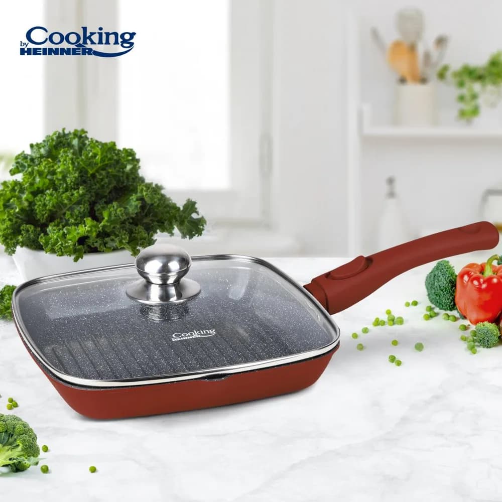 TIGAIE GRILL ALUMINIU+CAPAC 28x4 CM, CALABRIA, COOKING BY HEINNER — miniatură