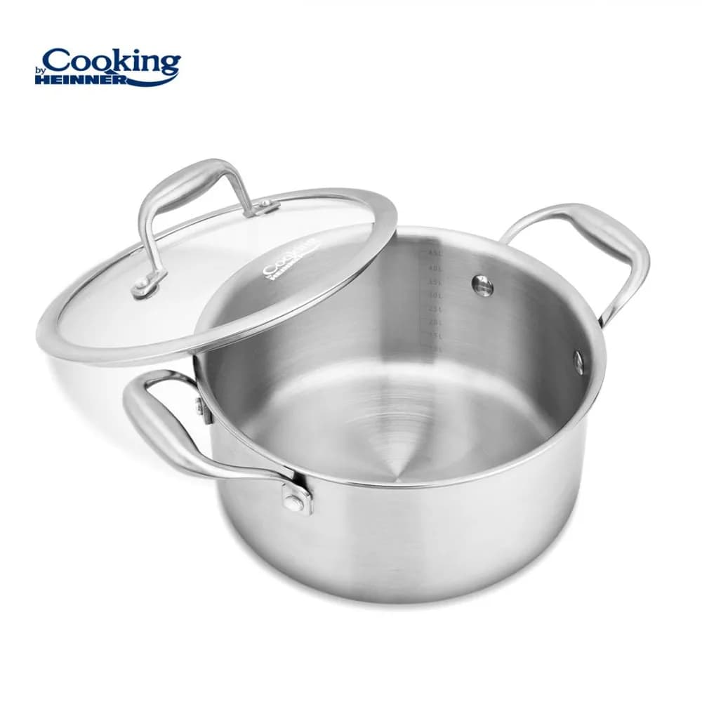 SEMIOALA INOX+CAPAC STICLA 24x12CM, 5L, ATOMIC3, COOKING BY HEINNER — miniatură