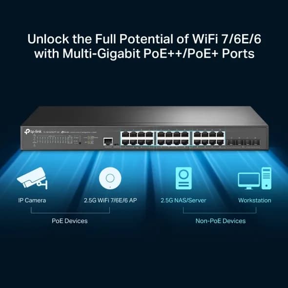 Switch cu management L2+ TP-Link " TL-SG3428XPP-M2 ", JetStream 24-Port 2.5GBASE-T and 4-Port 10GE SFP+ with 16-Port PoE+ & 8-Port PoE++ "SG3428XPP-M2" — miniatură