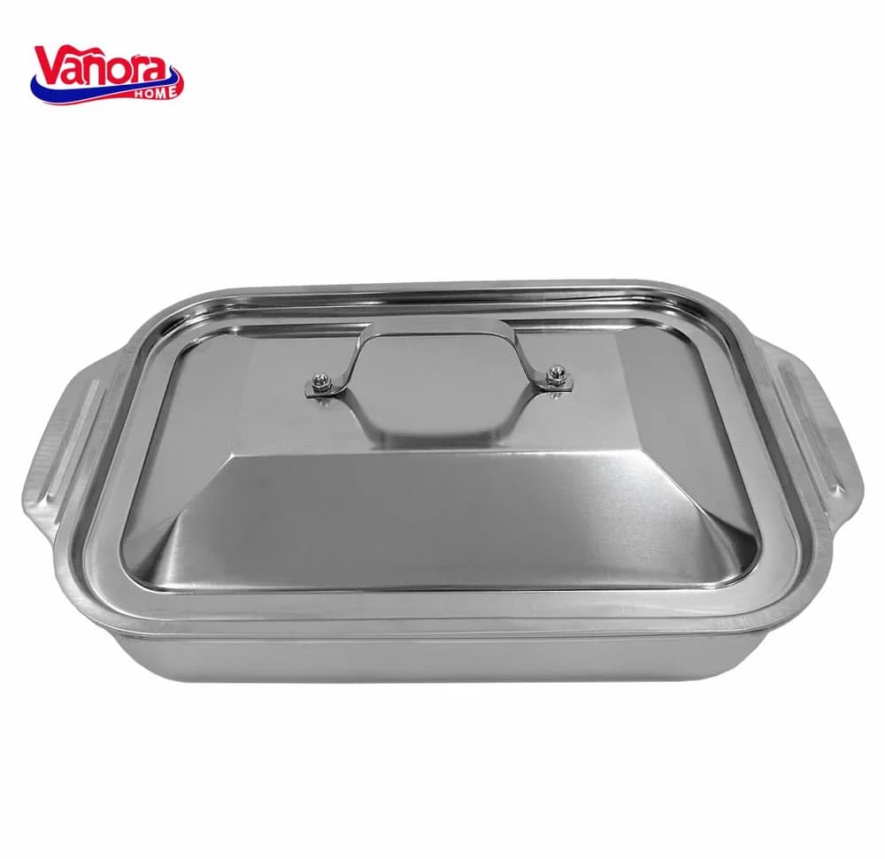 TAVA INOX CU CAPAC 36.5x22x7 CM, ZIRA, VANORA HOME — miniatură