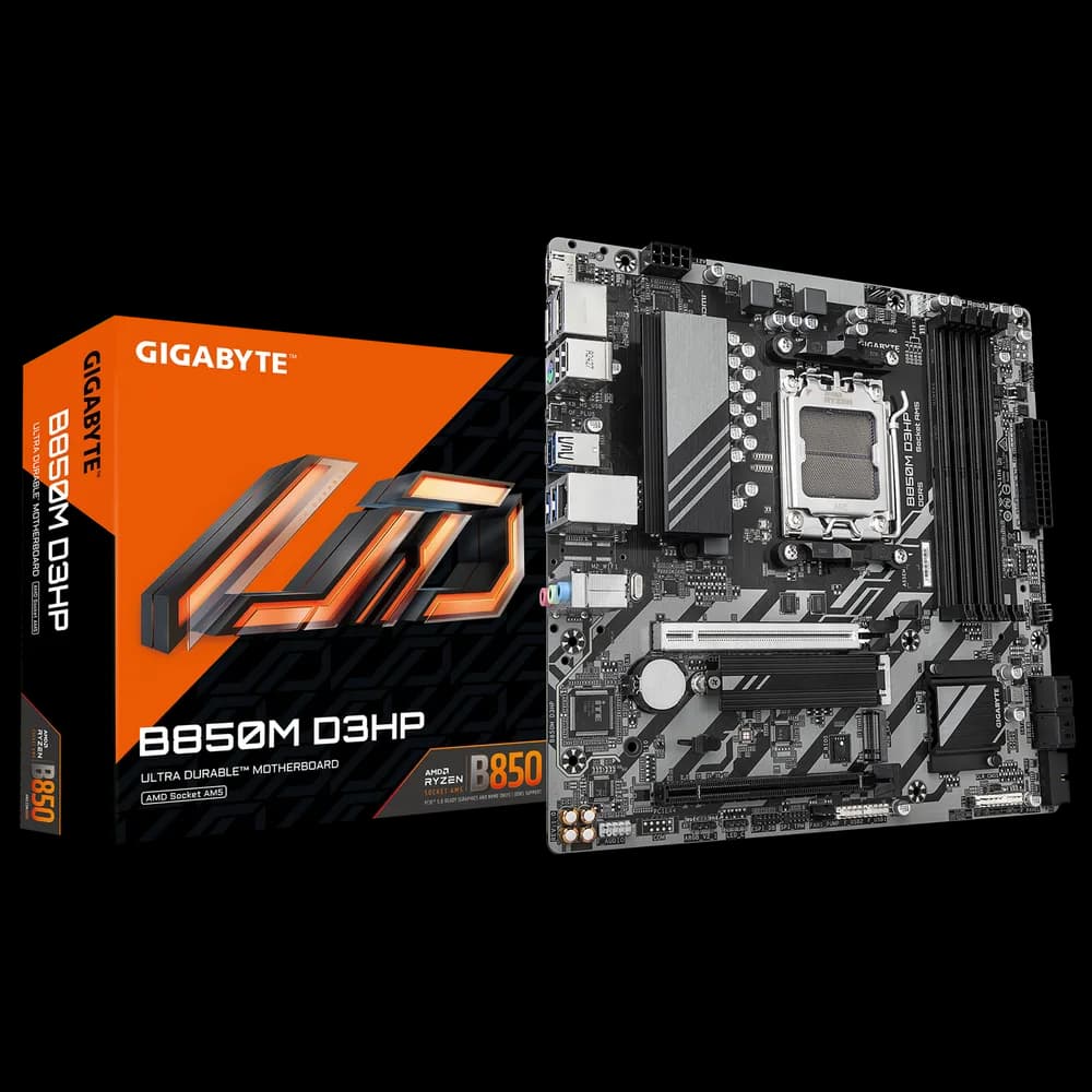 Placa de baza GIGABYTE B850M D3HP, AM5, DDR5, mATX, Gri/Negru "B850M D3HP" — miniatură