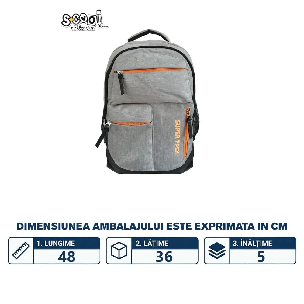 Ghiozdan compartiment laptop, SUPERPACK, 41x29x15 cm - S-COOL — miniatură