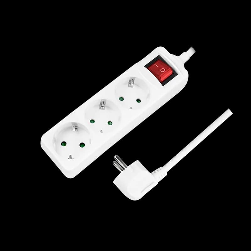 PRELUNGITOR LOGILINK, Schuko x 3, cablu 3G 1.5mm2, 230 V/16 A, 50 Hz, max. 3500 W, buton intrerupator iluminat, IP20, 1.4m, alb, "LPS206"