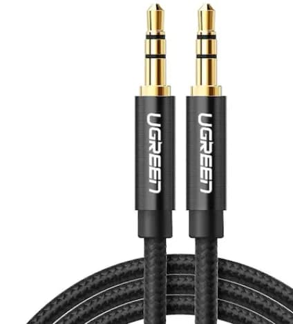 CABLU audio Ugreen, "AV112" stereo (3.5 mm jack T/T), 1m, conectori auriti, braided, negru "50361" - 6957303853618
