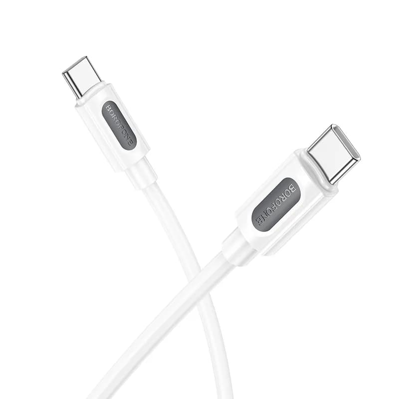 CABLU alimentare si date Borofone "BX106", Fast Charging Data Cable pt. smartphone, USB Type-C la USB Type-C 60W, 1m, alb "6941991116919"