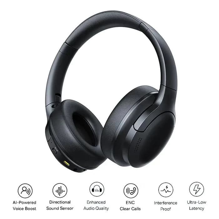CASTI Baseus Bowie Bass BH1 Lite Wireless Noise Cancelling, over ear, 40mm Dynamic Drivers, autonomie 80 ore, microfon pe casca, conectare prin Bluetooth 6.0, negru "A0203C00" - 6953156299320 — miniatură
