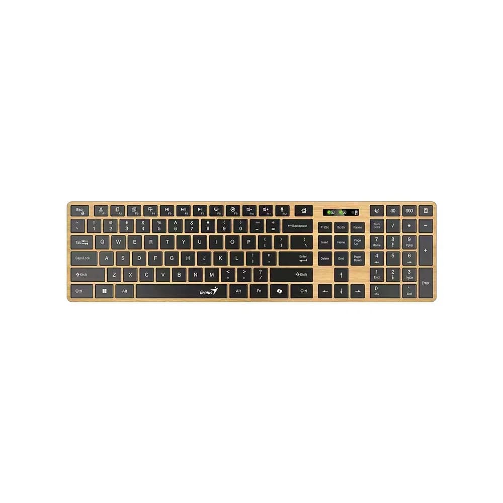 TASTATURA Genius "SlimStar 7250BT", wireless 2.4GHz+Bluetooth, 104 taste slim, tasta Copilot, lemn - negru, "31320004400" 4710268263005