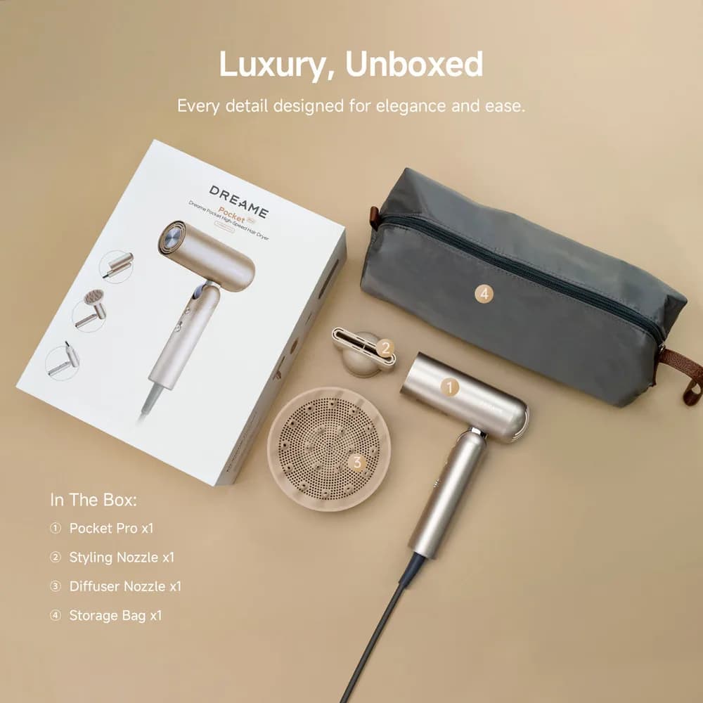 HAIR DRYER POCKET PRO/AHD51 PRO-TITANIUM GOLD DREAME "AHD51 PRO-TITANIUM GOLD" — miniatură