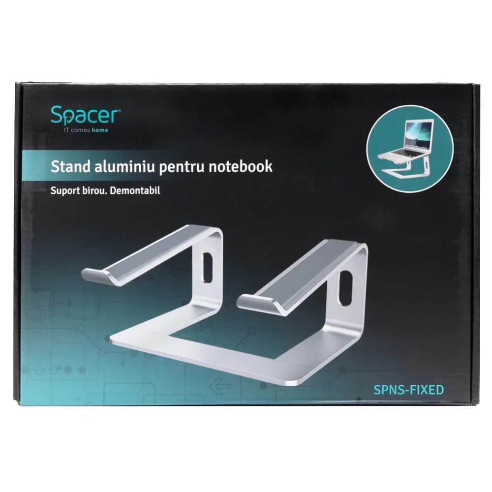 Stand Notebook Spacer 15.6", aluminiu, demontabil, inalta laptopul la 150mm, "SPNS-FIXED" — miniatură
