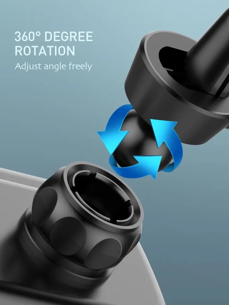 Suport auto telefon Gravity Serioux CH03, Material: ABS+ aluminium, mod de instalare: tip cataramă, poziție de fixare: aerisire, culoare: negru, potrivit pentru: telefon mobil — miniatură