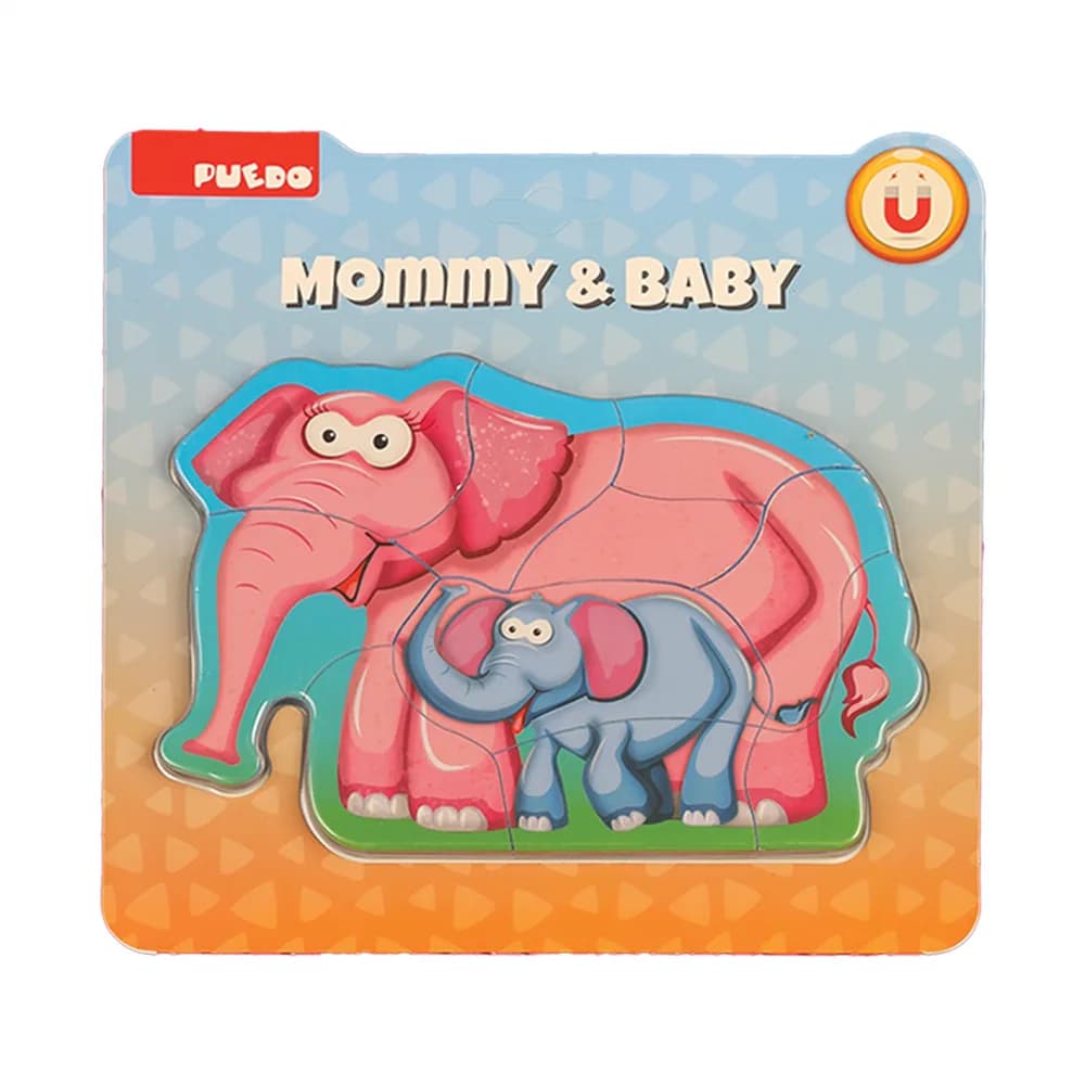 PUZZLE DIN SPUMA EVA-MAMA SI PUIUL ELEFANT,8 PIESE, PUEDO — miniatură