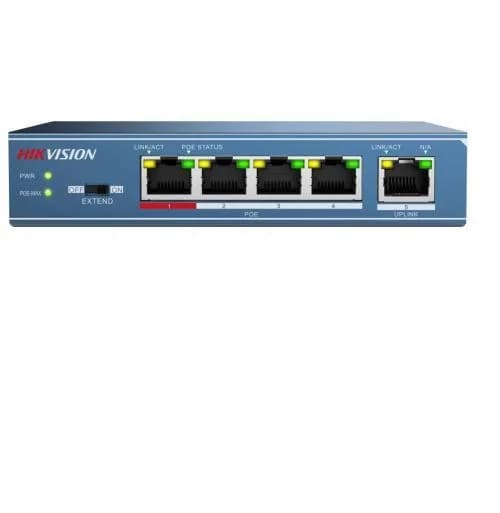 Switch Hikvision DS-3E0105P-E(B), 4-port, PoE