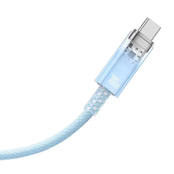 CABLU alimentare si date Baseus Explorer, Fast Charging Data Cable pt. smartphone, USB la USB Type-C 100W, senzor de temperatura, braided, 2m, albastru "CATS010503" - 6932172629175 — miniatură