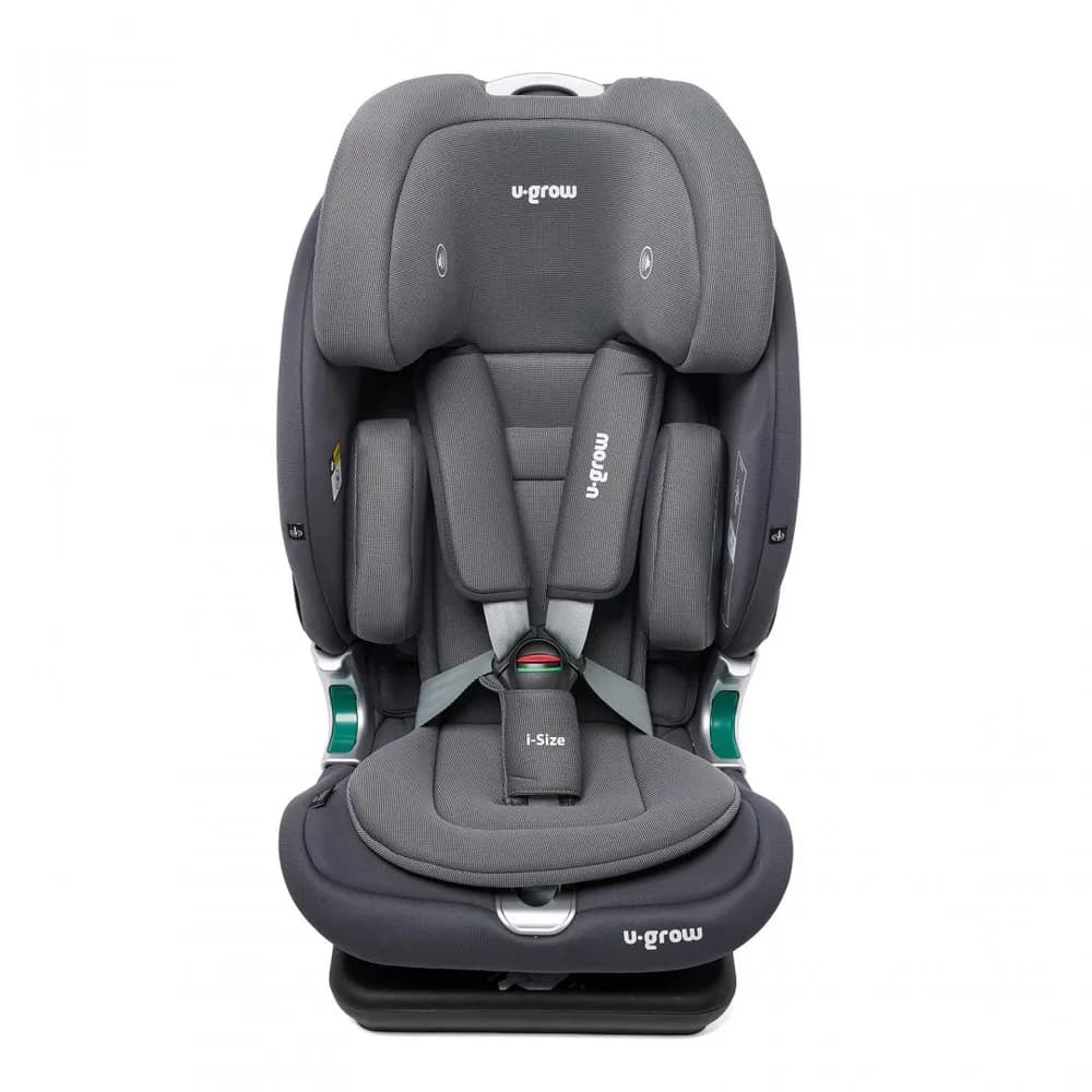Scaun auto I-size U-Grow Goldfix Plus, isofix, 76-150 cm (9-36 kg), boxa bluetooth, gri — miniatură