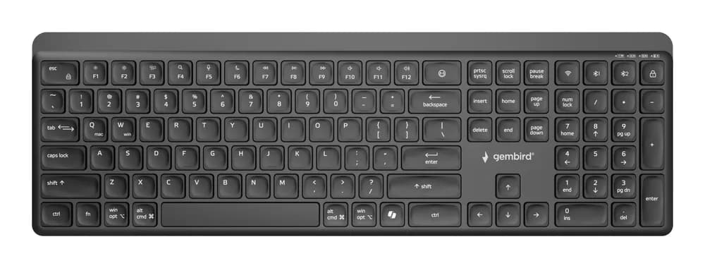TASTATURA GEMBIRD wireless, dual-mode BT v5.1 + 2.4Ghz, 110 taste, Li-ion 300mAh, USB-C, black, "KB-WPS-03"