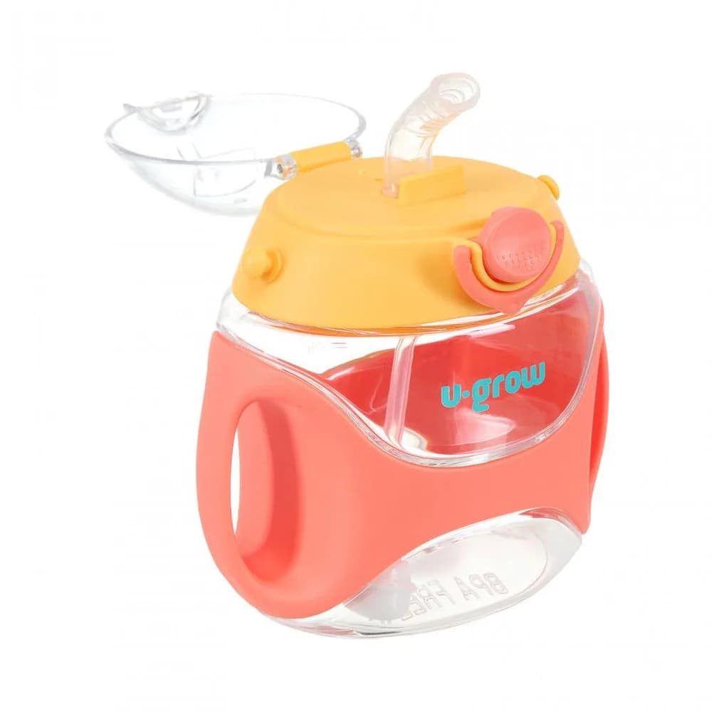 Sticla tritan cu pai si curea, 330 ml, orange, U-Grow — miniatură
