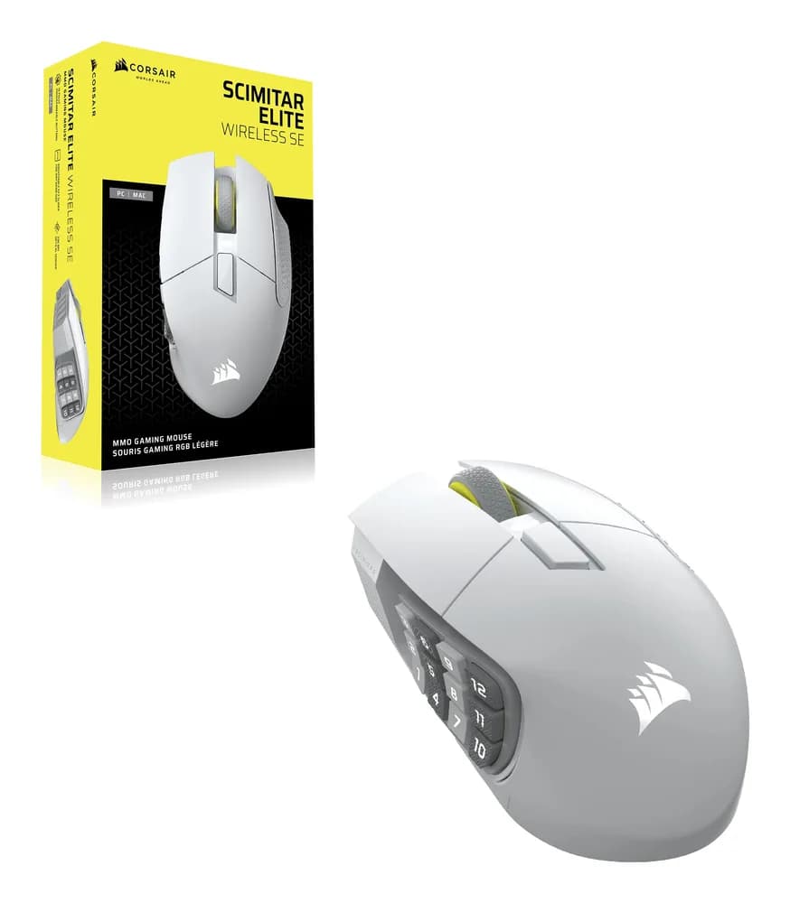 Mouse Gaming Wireless CORSAIR SCIMITAR ELITE WIRELESS SE, 33000 dpi, Alb — miniatură