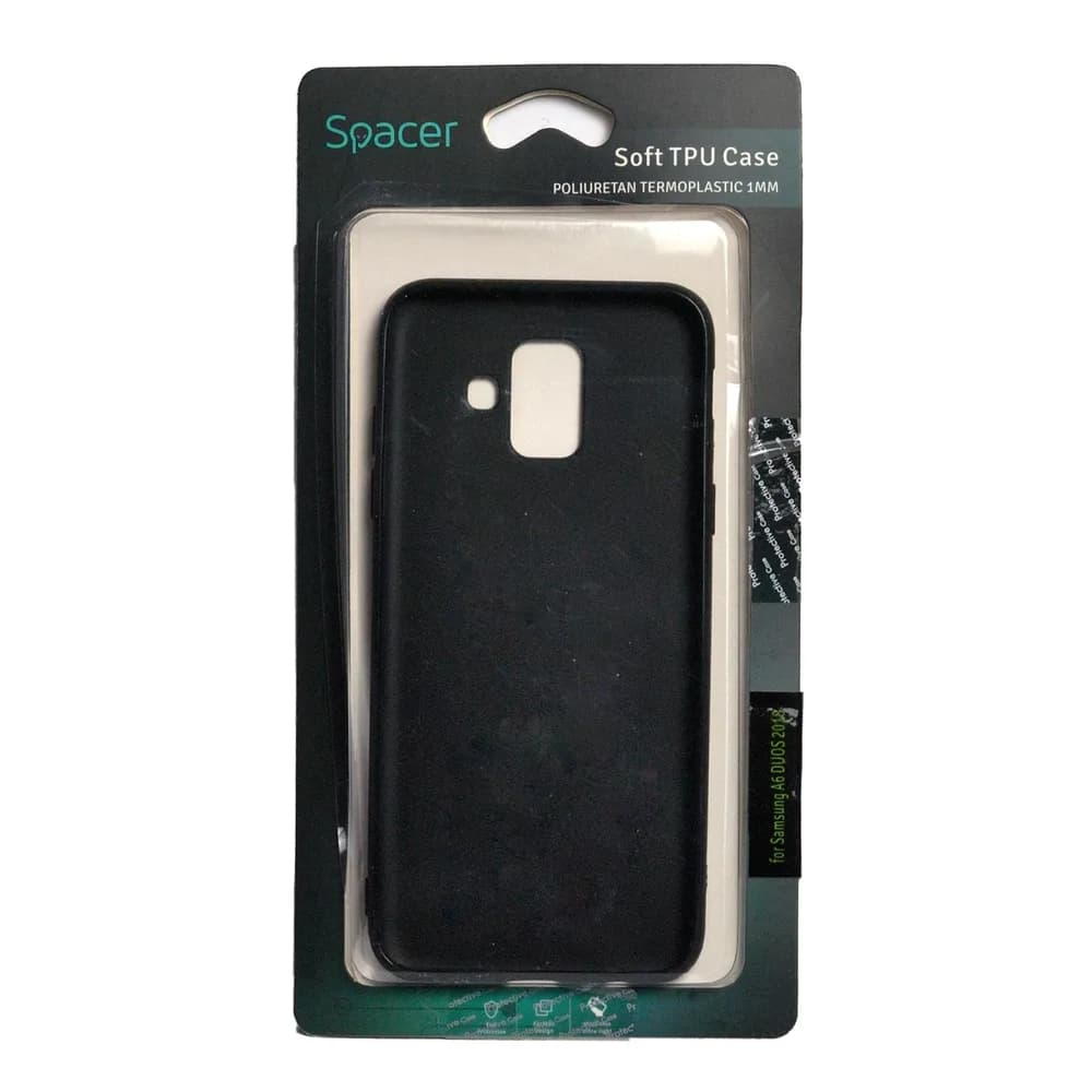 Husa Samsung A6 DUOS 2018 Spacer, negru, grosime 1 mm, material flexibil TPU, ColorFull Matt Ultra negru "SPT-MUT-SA.A6D2018" — miniatură