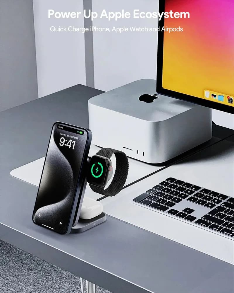 Statie de incarcare wireless Aukey, LC-MC312 (EU), 15W, fast charge, 1 x USB-C, negru, "LLTSEUN1049283" - 689323787432 — miniatură