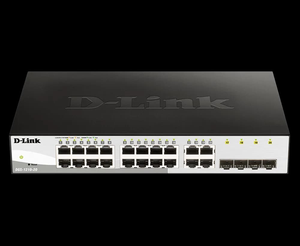SWITCH D-LINK SMART 16 porturi Gigabit + 4 porturi combo SFP, carcasa metalica, rackabil, "DGS-1210-20"