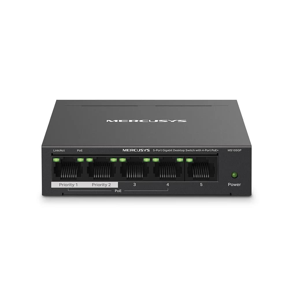 SWITCH PoE MERCUSYS 5 porturi din care 4-Port PoE+, metalic "MS105GP"