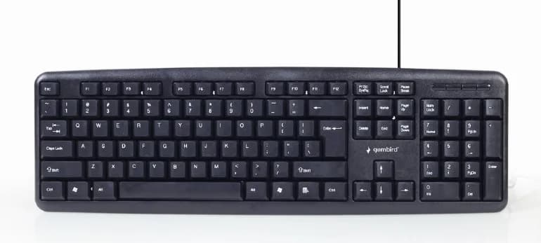 KIT wired GEMBIRD, 4-in1 desktop, tastatura 104 taste + mouse optic 1000dpi 3 butoane rotita scroll + casti cu mic + pad 220x180mm, black "KBS-UO4-01" — miniatură