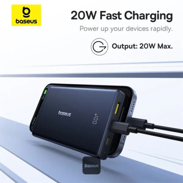 POWER BANK Baseus PicoGo, display, capacitate 10000mAh, 20W, 2 x USB Type-C, 1 x USB, total 5V/3A, include cablu Type-C to Type-C 60W lungime 30cm, negru, "P10076801123-00" - 6932172670856 — miniatură