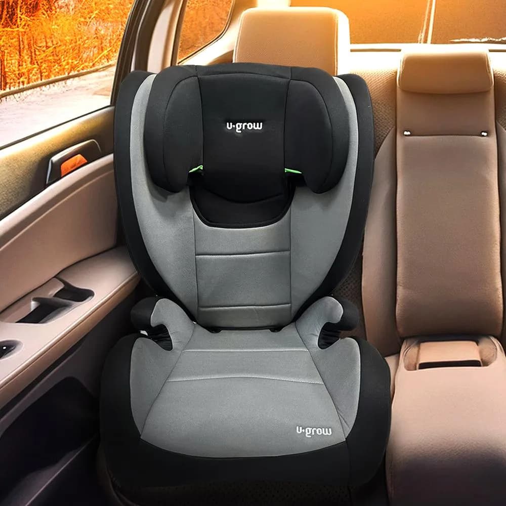 Scaun auto i-Size 100-150 cm, omologare R129,cu isofix, gri/negru, U-Grow — miniatură