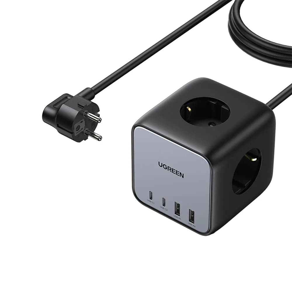INCARCATOR RETEA Ugreen, "CD268", Powerstrip, Quick Charge 65W, 3 x AC, 2 x USB Type-C Output 5V/3A, 2 x USB, include cablu lungime 1.8m, gri "60113" - 6957303861132