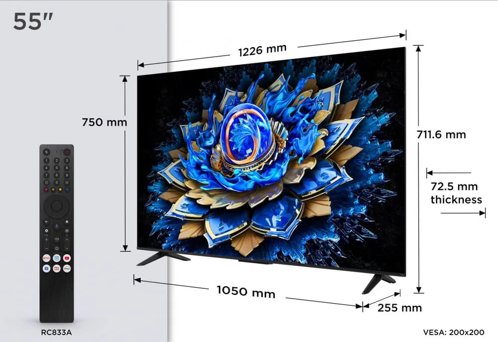 Televizor TCL QLED 55T69C, 138 cm, Smart Google TV, 4K — miniatură
