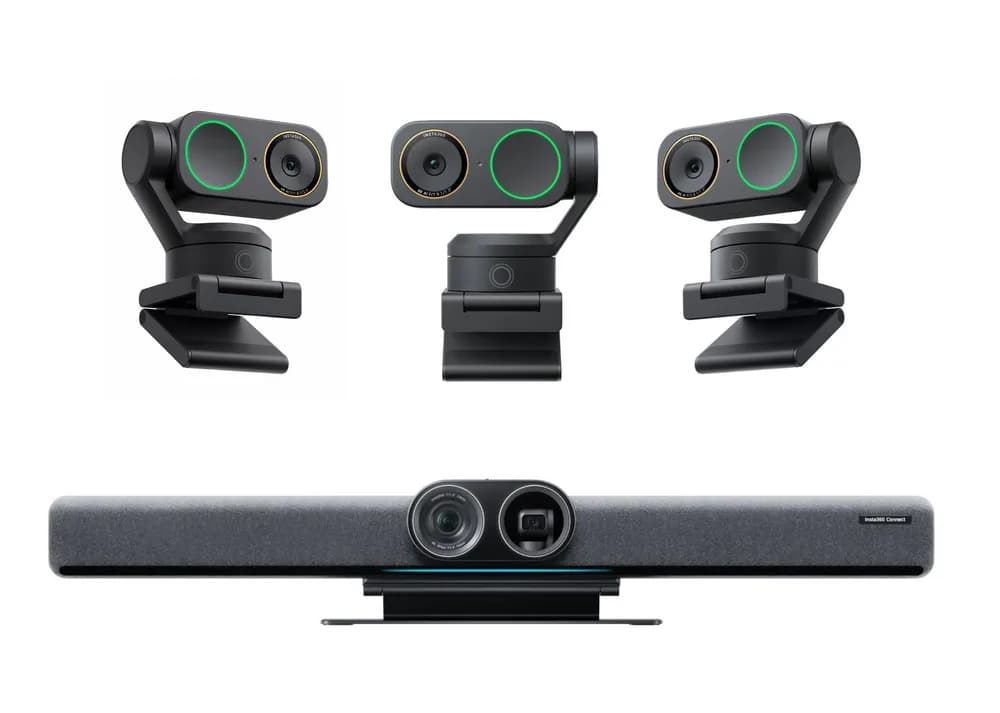 Pachet videoconferință Insta360 Connect + 3x Link 2 negru – 4K AI, pentru săli medii și mari de conferință