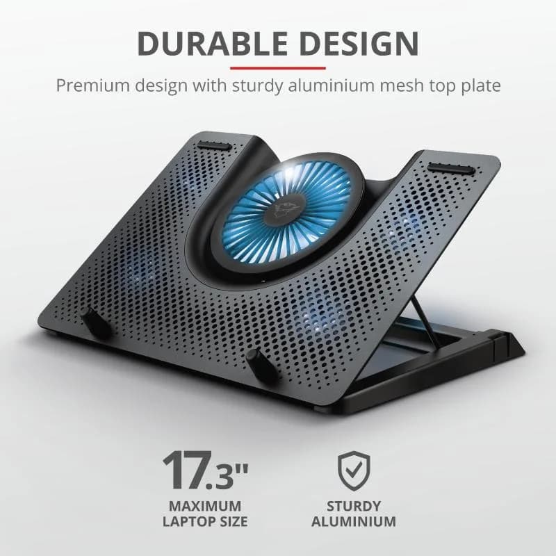 Stand/Cooler notebook Trust GXT 1125 Quno, max 17.3 inch, 5 ventilatoare, suport de telefon detasabil — miniatură