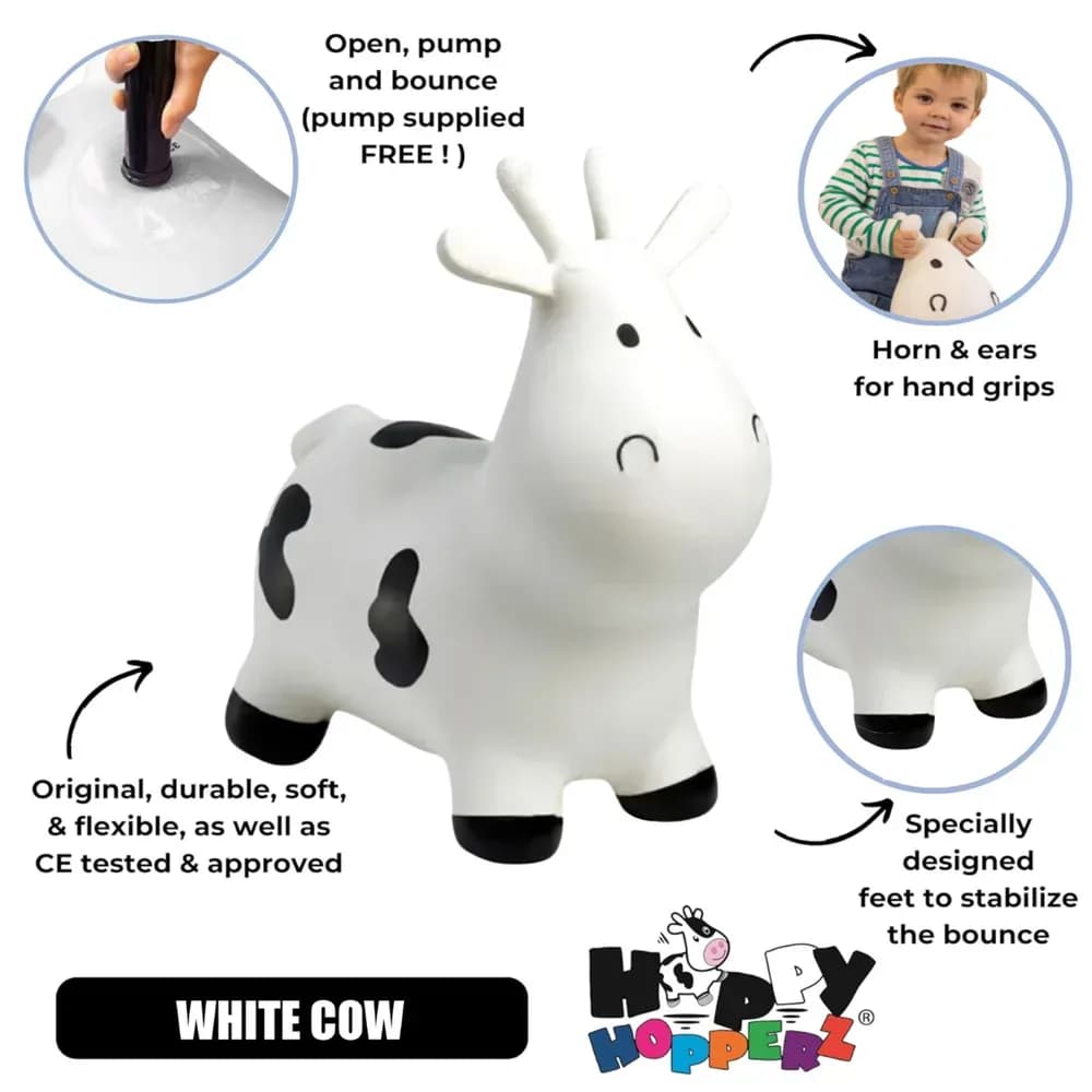 Jucărie gonflabilă săltăreață de călărit Vaca Albă HappyHopperz — miniatură