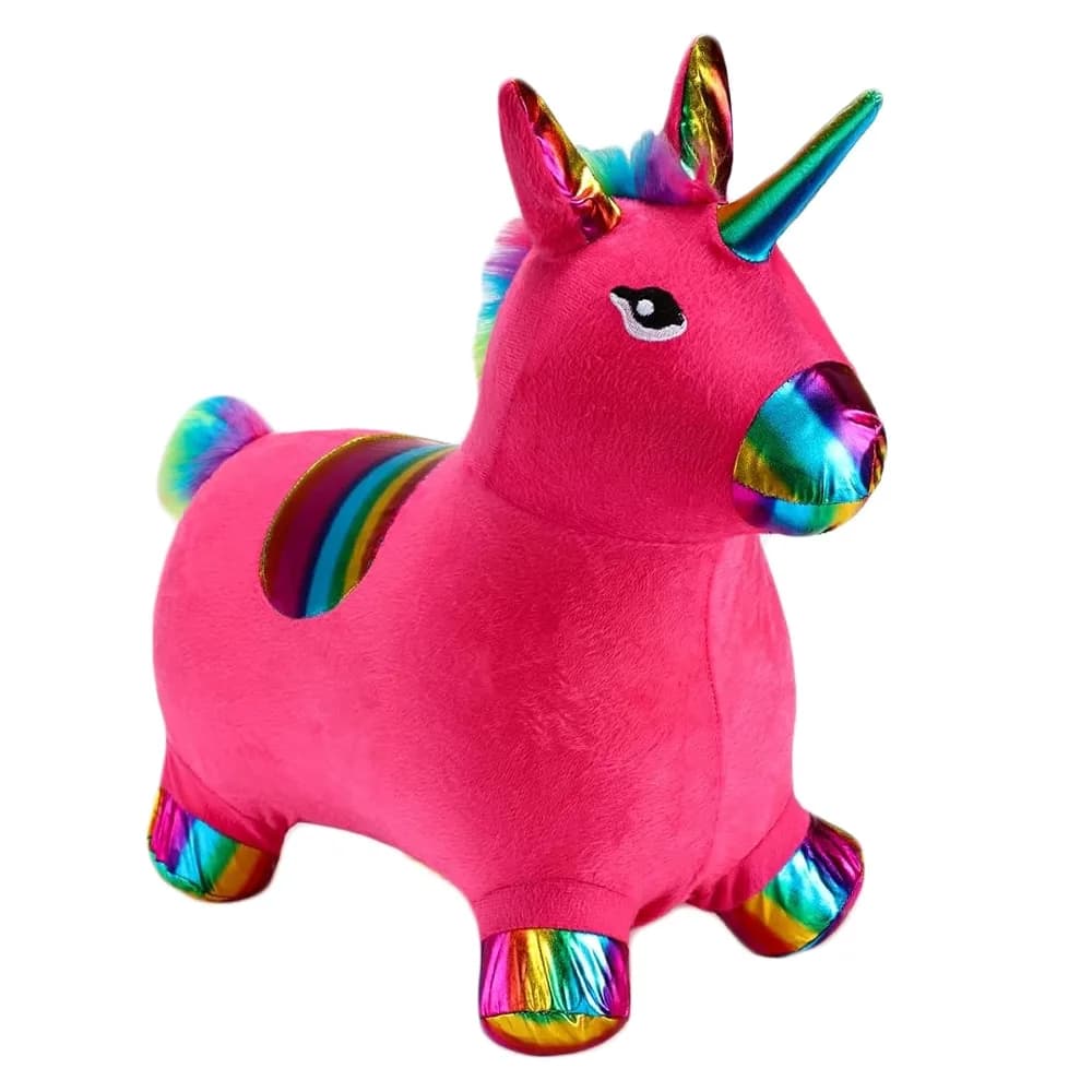 Unicorn din cauciuc, gonflabil, plusat, cu lumina si muzica — miniatură