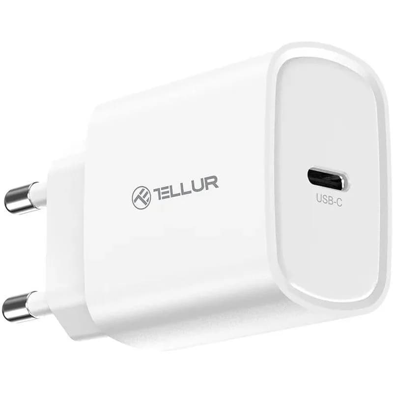 Incarcator Tellur 20W, intrare: AC 100-240V~50/60Hz 0.6A Max ieșire USB-C (PD 3.0): 5V/3A,9V/2.22A,12V/1.67A (20W), putere 20W, alb — miniatură