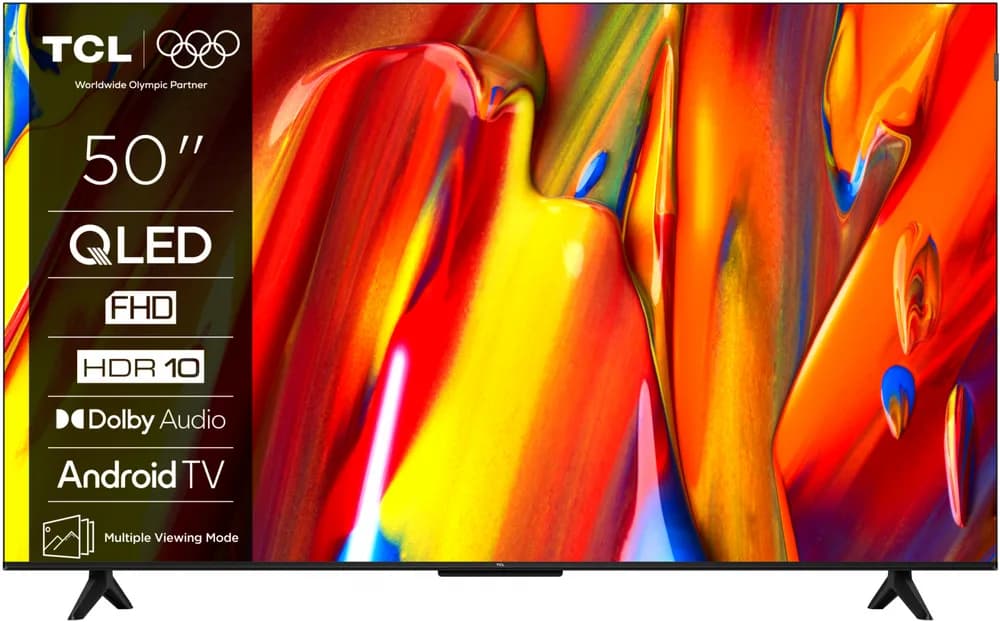 Televizor Smart QLED TCL 50V5C, 126 cm, Full HD, Negru