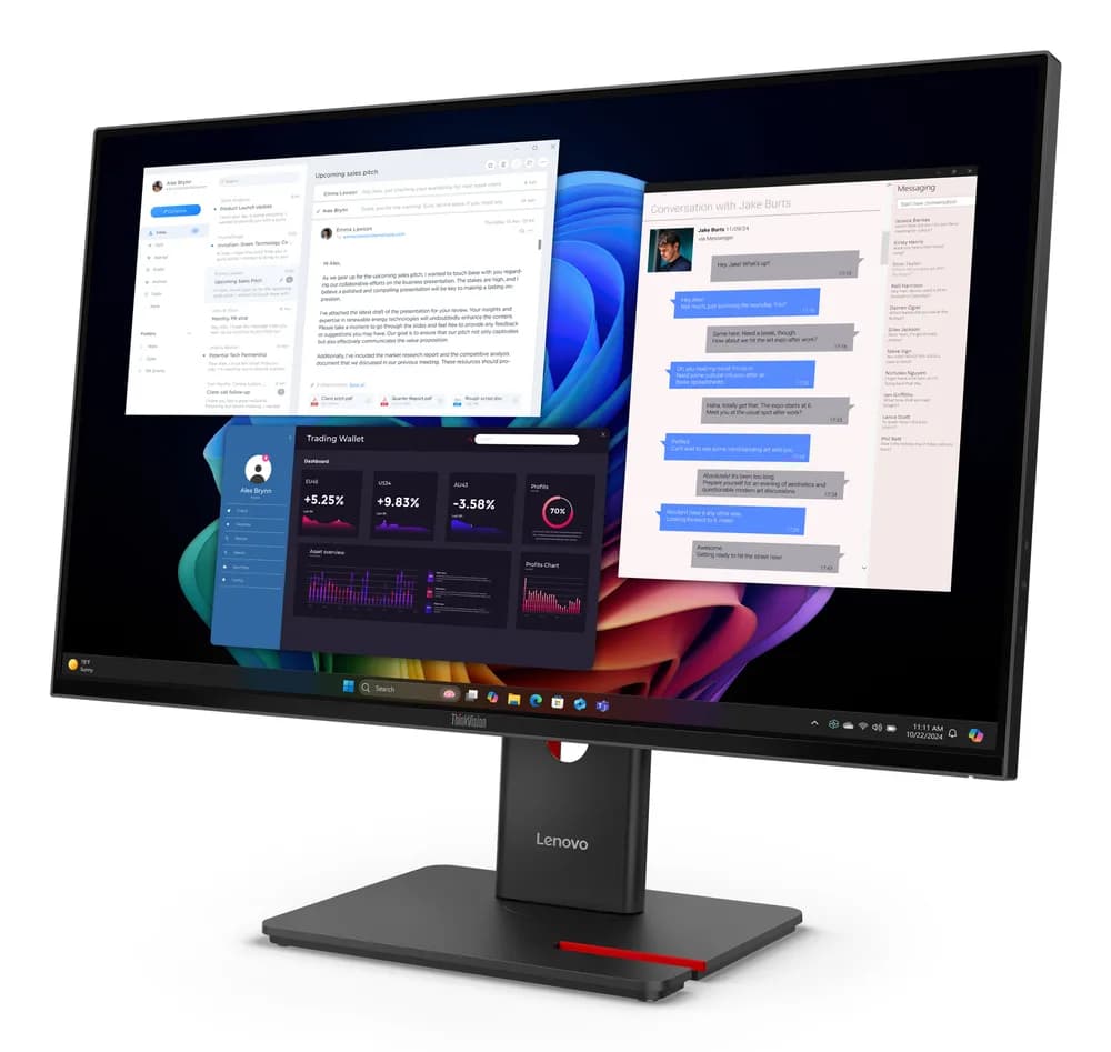 Lenovo Monitor ThinkVision T27UD-40 27" IPS UHD 4ms 350cd 1500:1 60Hz Dock HUB Tilt Swivel Lift Pivot "64AFGAT2EU" — miniatură