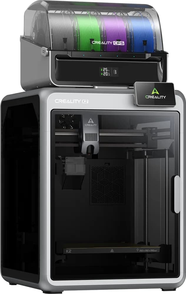 CREALITY K2 COMBO FDM 3D PRINTER, include un sistem CFS multi-color, suporta pana la 4 sisteme CFS - 16 culori, Tehnologie: FDM, Volum printare: 260 × 260 × 260 mm, 18.3 kg, Viteza printare / accelerare: 600 mm/s, 20000 mm/s², Temperatura duza: 300 °C, Motoare Step-Servo, Temperatura platforma — miniatură