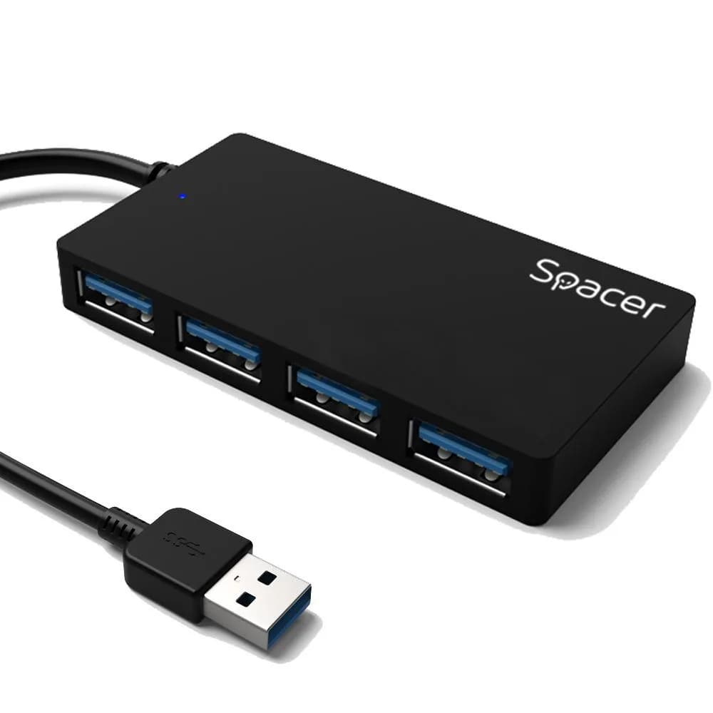 Hub USB SPACER SPHB-USB-4U30-03 USB-A, 4 porturi, Negru — miniatură