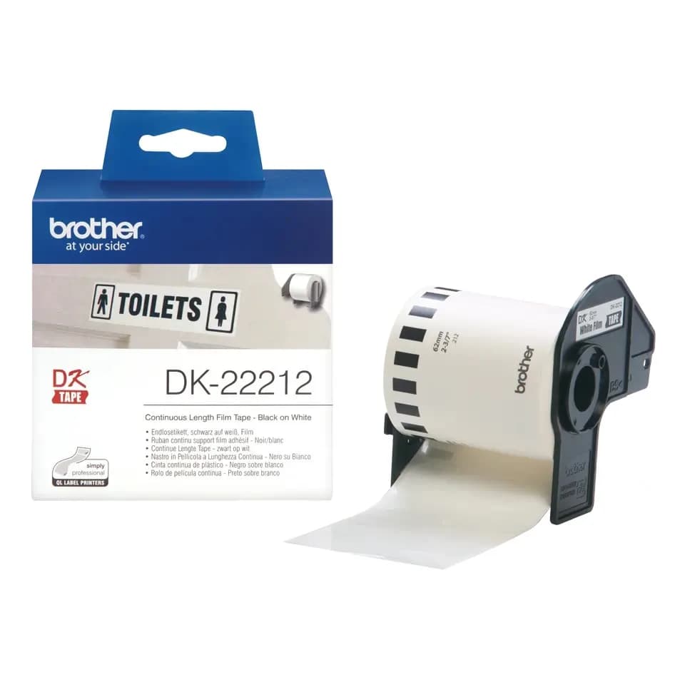 Banda Continua Hartie Original Brother Black on White, DK22212, pentru P-TOUCH QL-1100|QL-800|QL-810|QL-1050|QL-1060|QL-500|QL-560|QL-570|QL-580|QL-650|QL-700, 62x15mm,24m, incl.TV 0 RON, "DK22212"