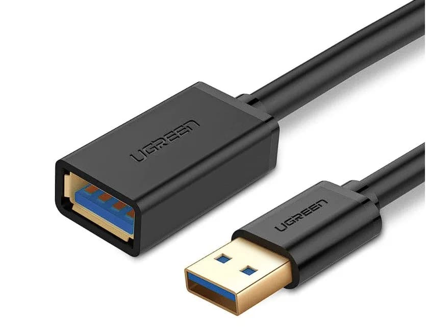CABLU USB Ugreen prelungitor, "US129" USB 3.0 (T) la USB 3.0 (M), conectori auriti, 3m, negru, "30127" - 6957303831272