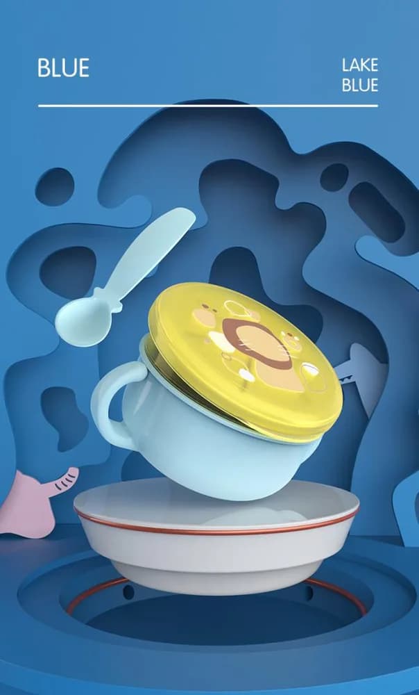 Bol 2 in 1 pentru snackuri si lingurita, blue, U-Grow — miniatură