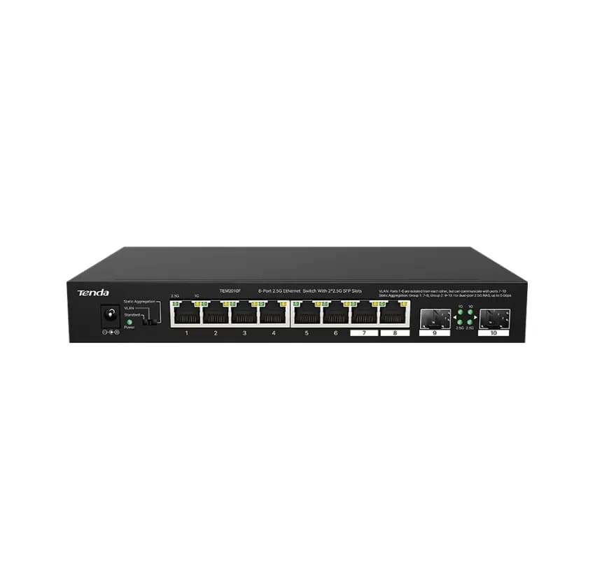 SWITCH Tenda fara management 8 porturi Ethernet 2,5 Gbps ?i 2 sloturi SFP 2,5 Gbps, carcasa metalica, rackabil "TEM2010F"