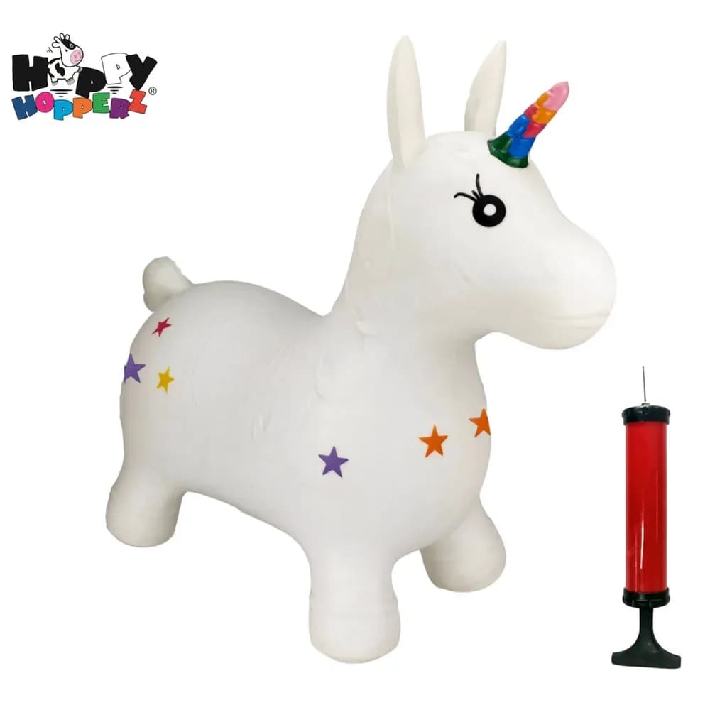 Jucărie gonflabilă săltăreață de călărit Unicornul Alb HappyHopperz — miniatură